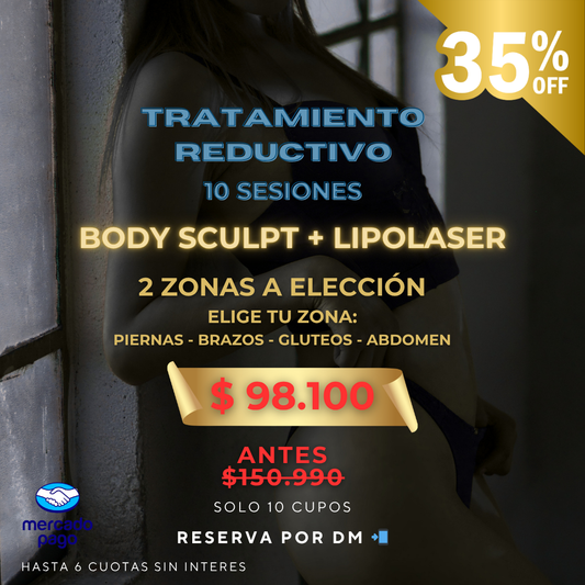 Body sculpt + lipolaser 2 zonas a elección